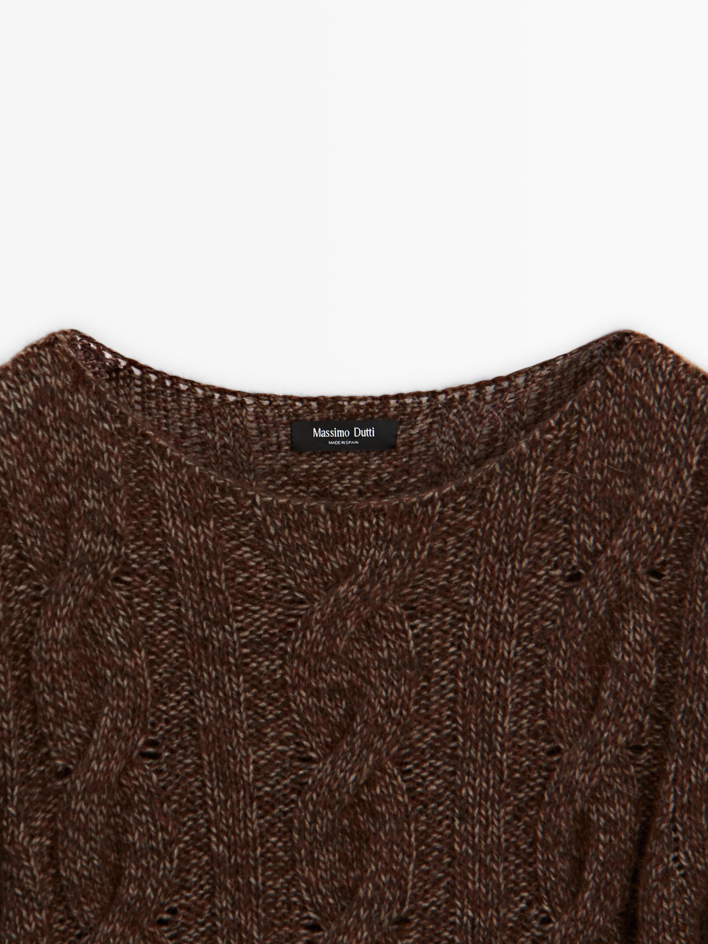 Pull en maille tressée à col bateau